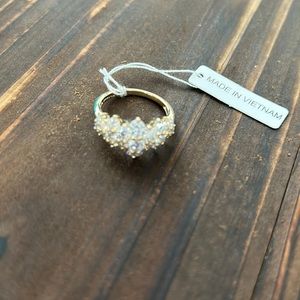 Yellow gold plated, sterling silver zirconia cluster ring